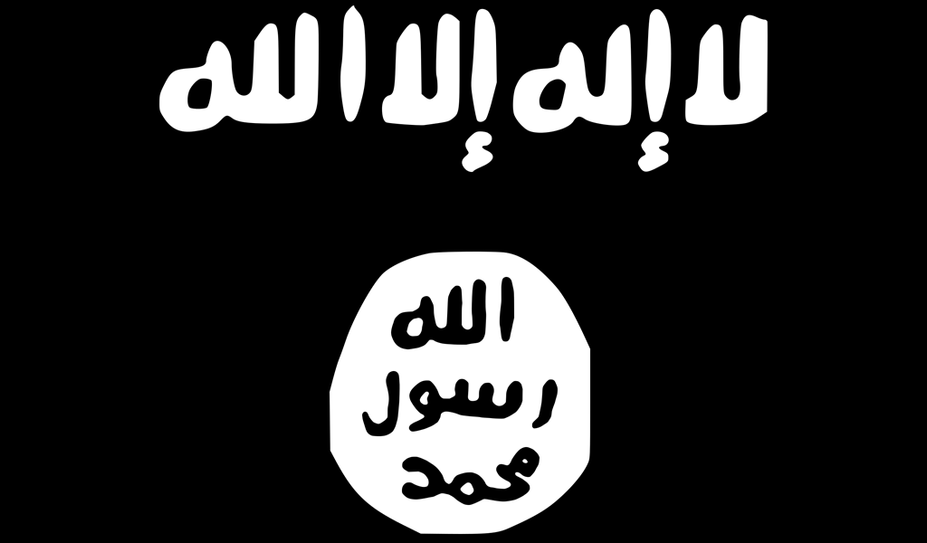Die Flagge des Islamischen Staates, der sich über die Diskussion über Messerverbote in Deutschland lustig macht.