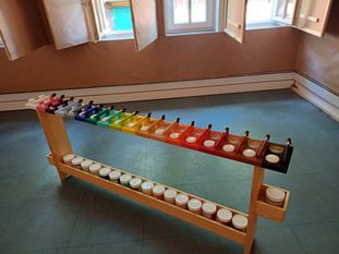 „Es macht Spaß auf den großen Blättern zu malen. Die Farben sind besonders schön, sie leuchten.“ (weibl.55 Jahre)