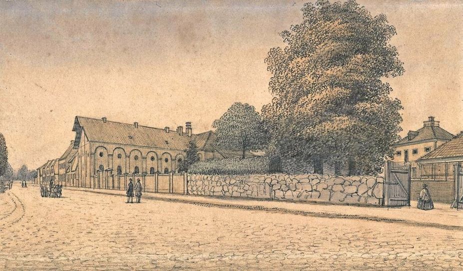 Das Gemälde von Friedrich Gottlieb Müller zeigt die Bremervörder Lagerbier-Brauerei am Großen Platz von 1863.