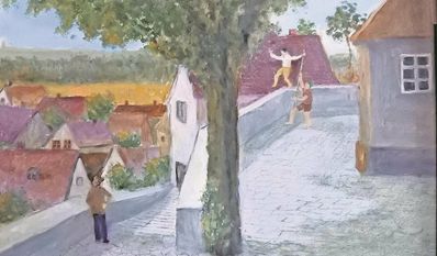 „Auf der Mauer“ von Johannes Helm. Die Lilienthaler Kunststiftung zeigt über 70 Werke des Malers. Foto: Lilienthaler Kunststiftung