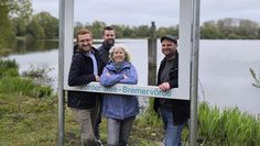(v. l.) Ortsbürgermeister Dirk Stelling, der stell. Ortsbürgermeister Christian Oetjen, Ortsratmitglied Petra Fischer und N&E-Geschäftsführer Benjamin Bünning.