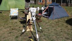 Takahashi-Refraktor und LUNT-LS40-Sonnenteleskop an einer azimutal ausgerichteten AZ-EQ6Pro-Montierung.