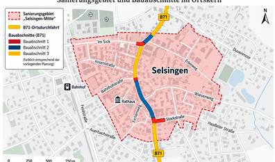 Die Grafik zeigt die ersten drei geplanten Bauabschnitte an der B 71.