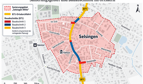 Die Grafik zeigt die ersten drei geplanten Bauabschnitte an der B 71.