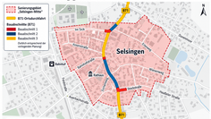 Die Grafik zeigt die ersten drei geplanten Bauabschnitte an der B 71.