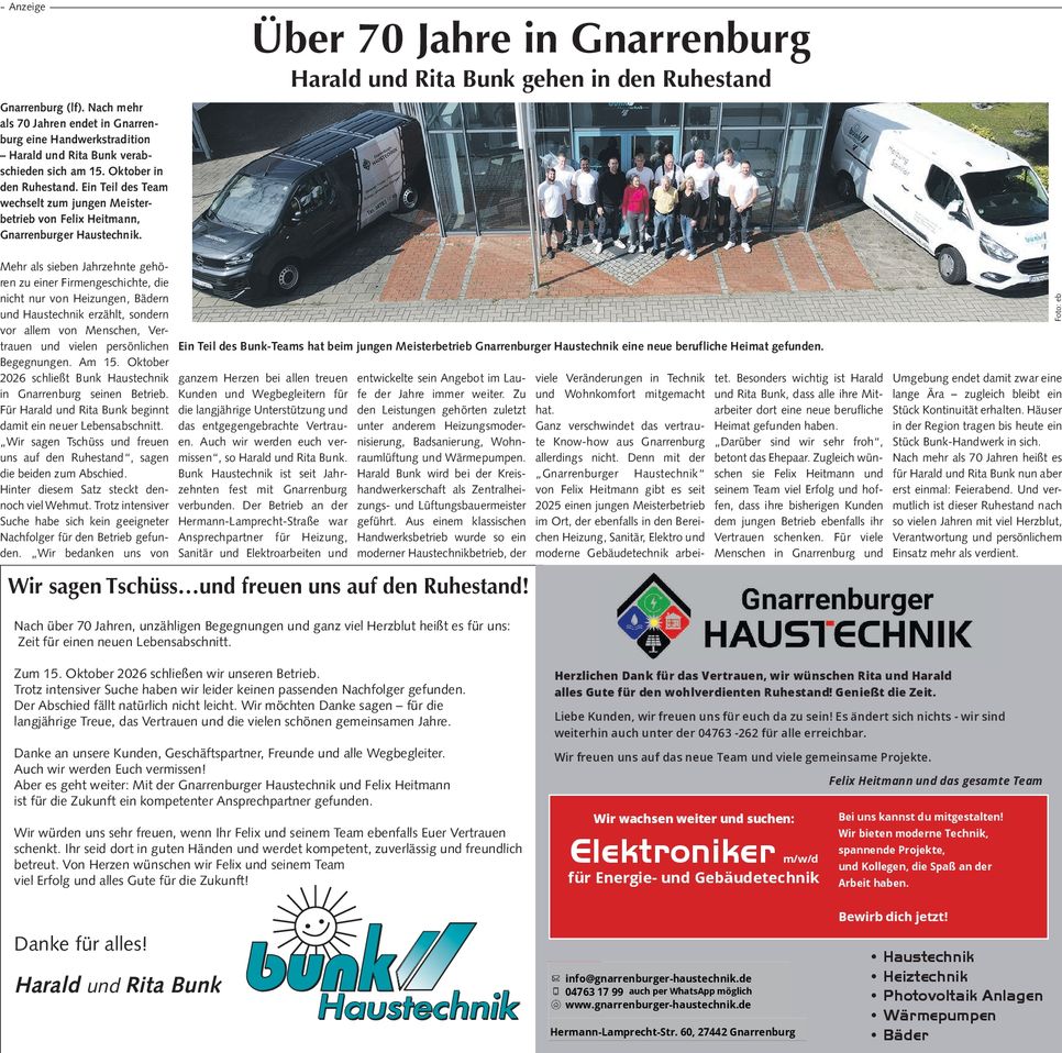PR Anzeige Übernahme - Übergabe