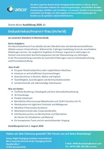 Ausbilung Industriekaufmann