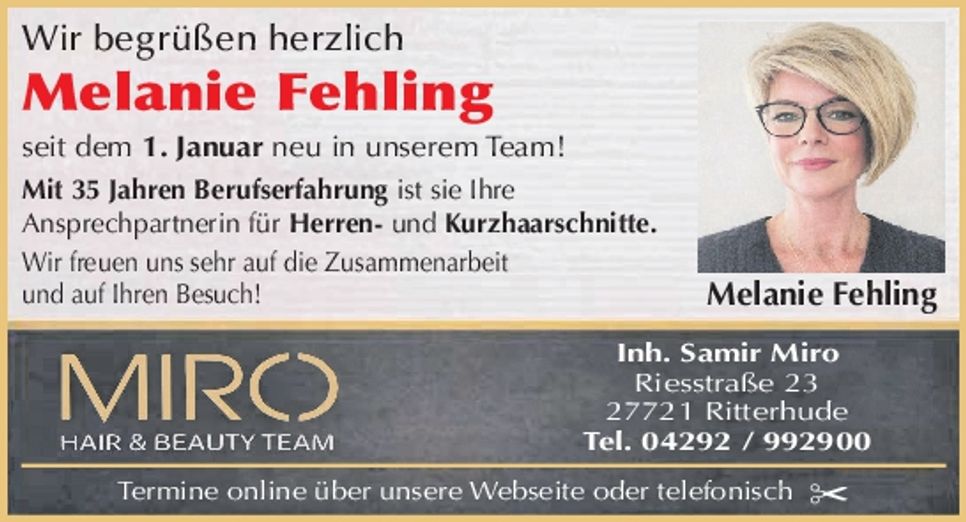 Herzlich willkommen Melanie Fehling!