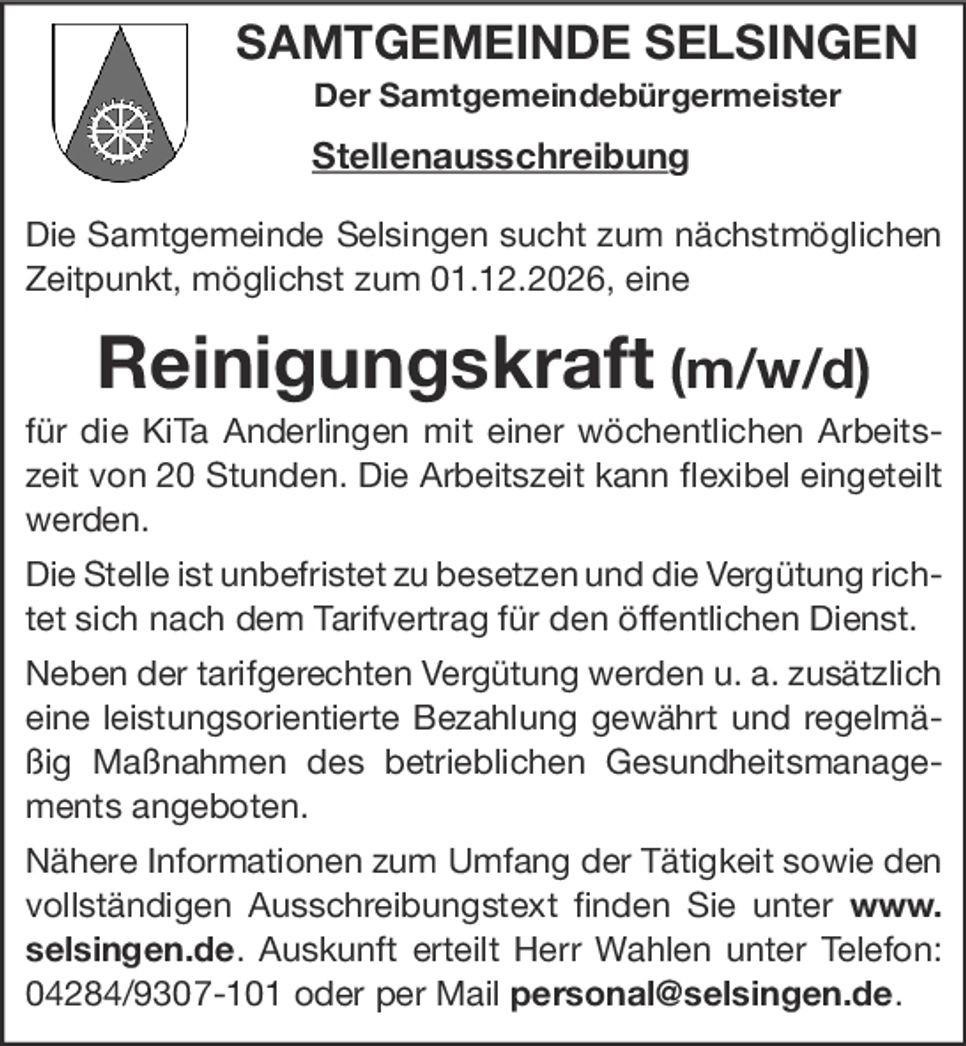 Reinigungskräfte (m/w/d)