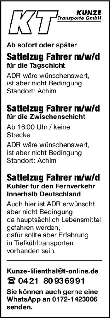 Div. Fahrer gesucht