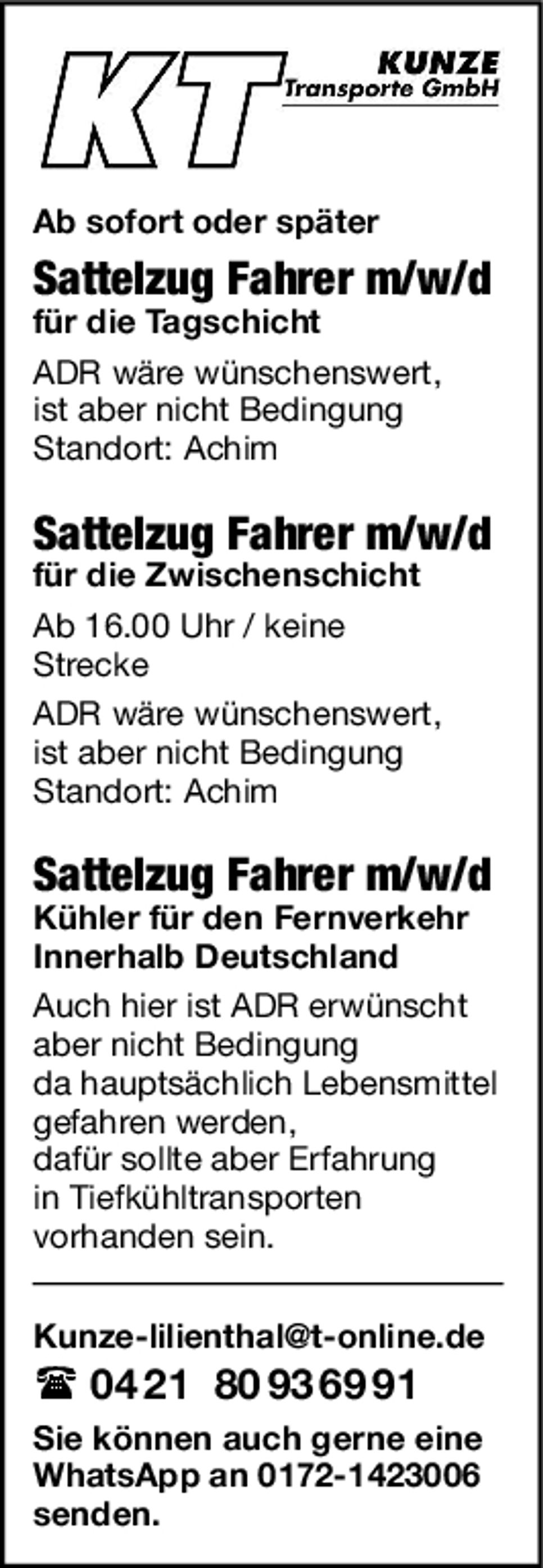 Div. Fahrer gesucht