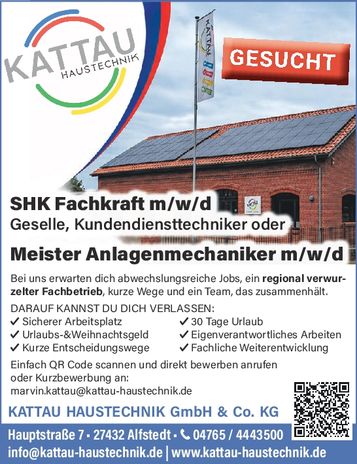 Gesucht: SHK Fachkraft/Meister Anlagenm.