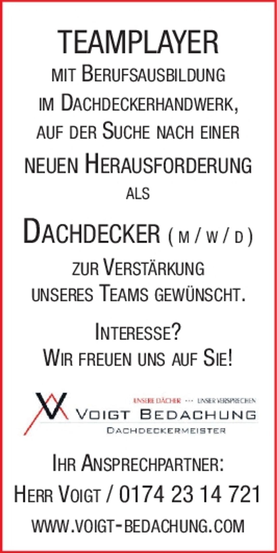 Dachdecker gesucht