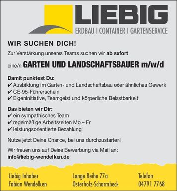 Stellenanzeige Garten- und Landschaftsba