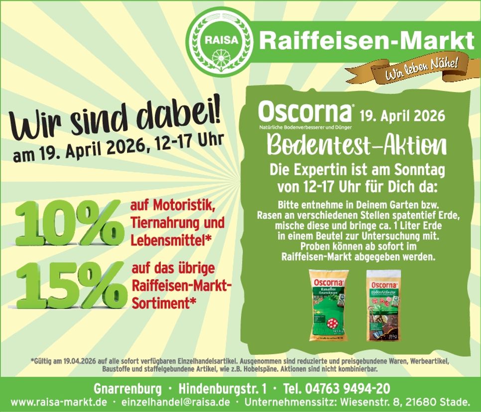 Oscorna Bodentest-Aktion