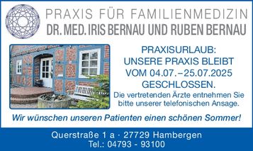 Urlaub 04.06 - 25.07.2025