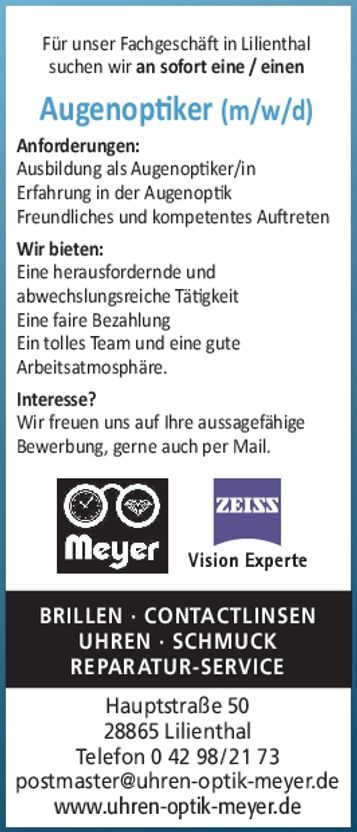 Augenoptiker gesucht