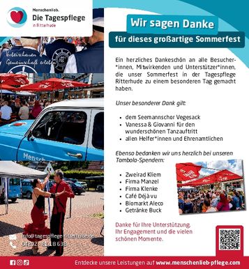 Danksagung Sommerfest