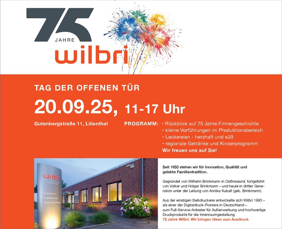 75 Jahre WILBI - Tag der offenen Tür
