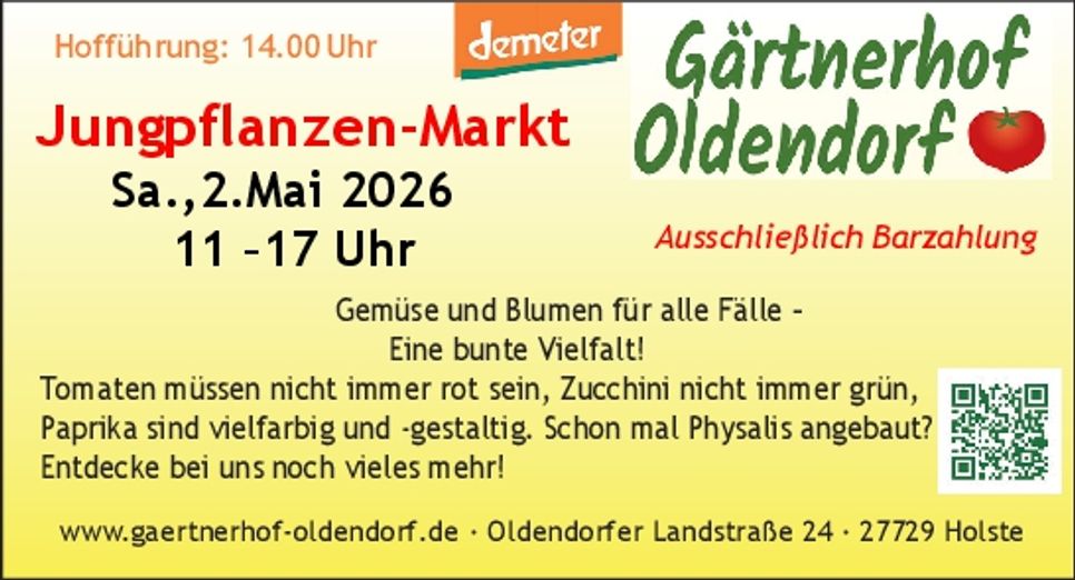 Jungpflanzenmarkt/ Hofführungen 