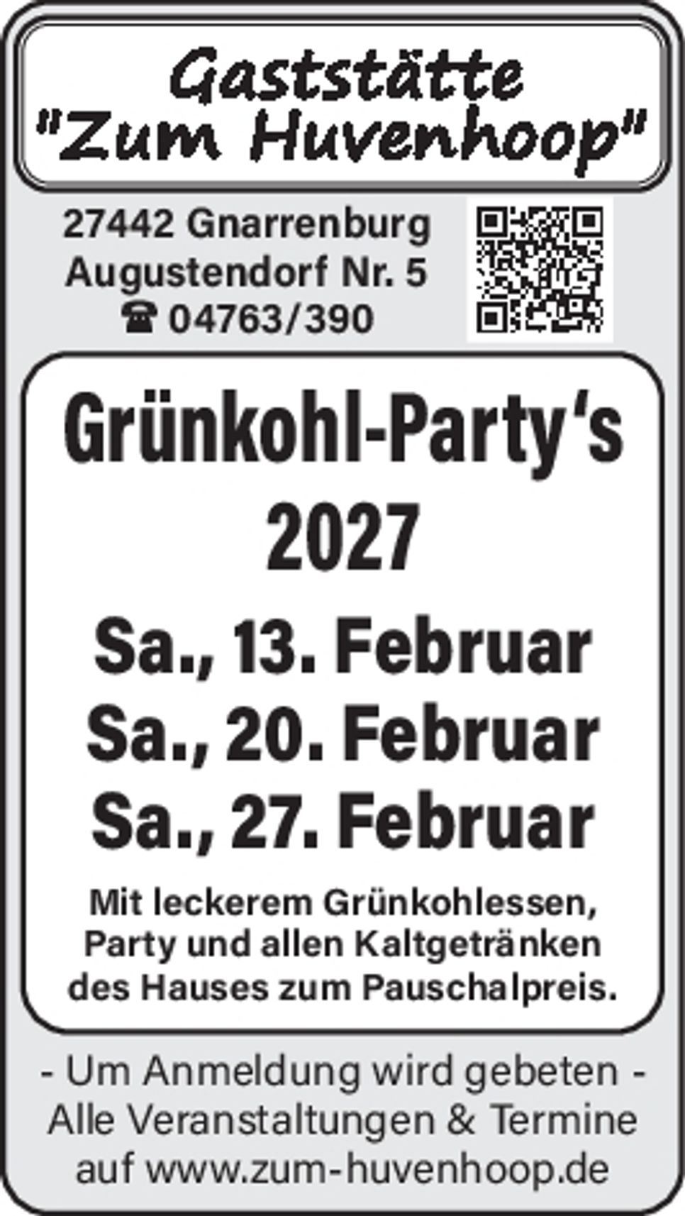 Grünkohl-Party 2027