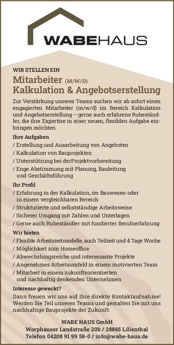 Mitarbeiter Kalkulation