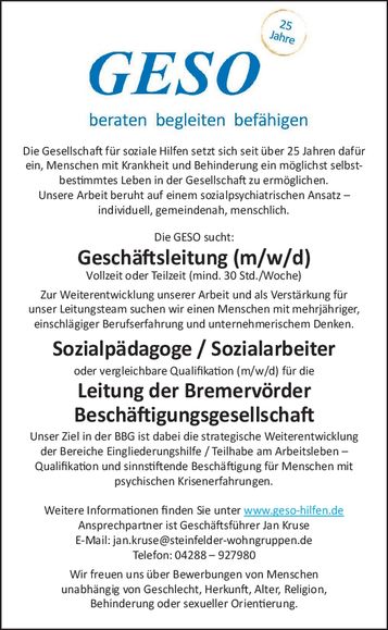 Geschäftsltg / Sozialpädagoge