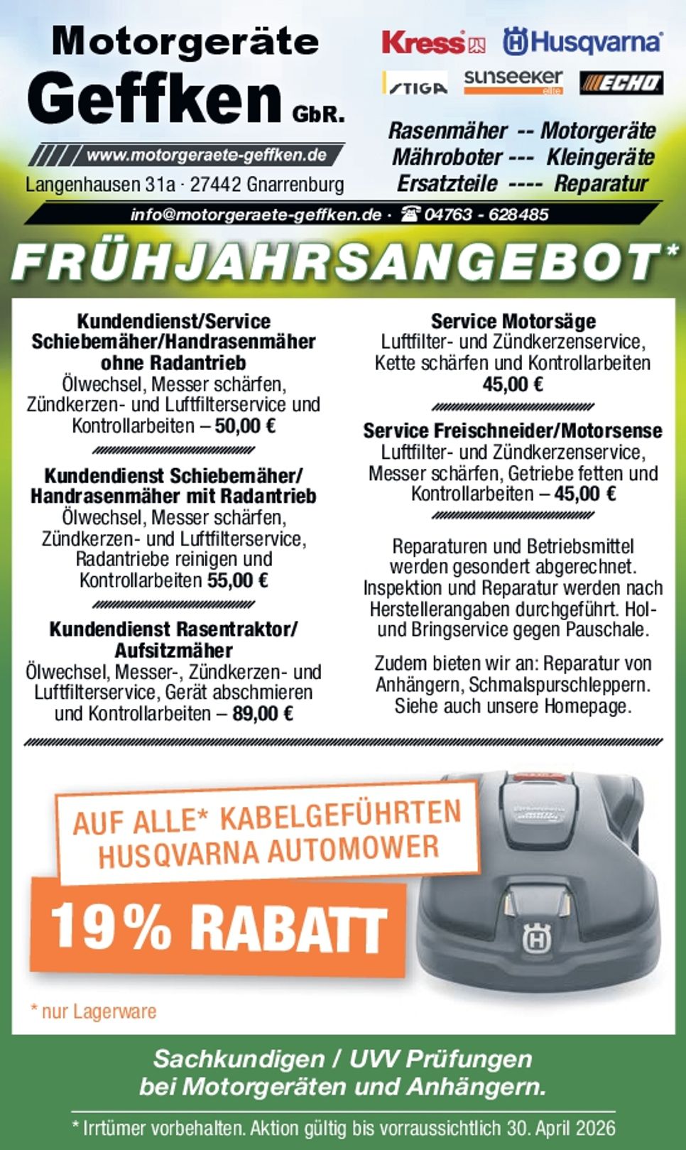 Frühjahrsangebot 2026