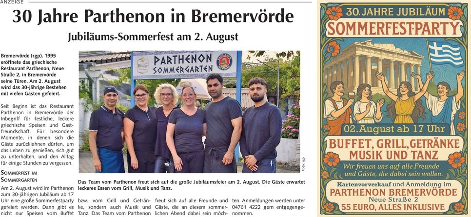 PR Anzeige 30 Jahre