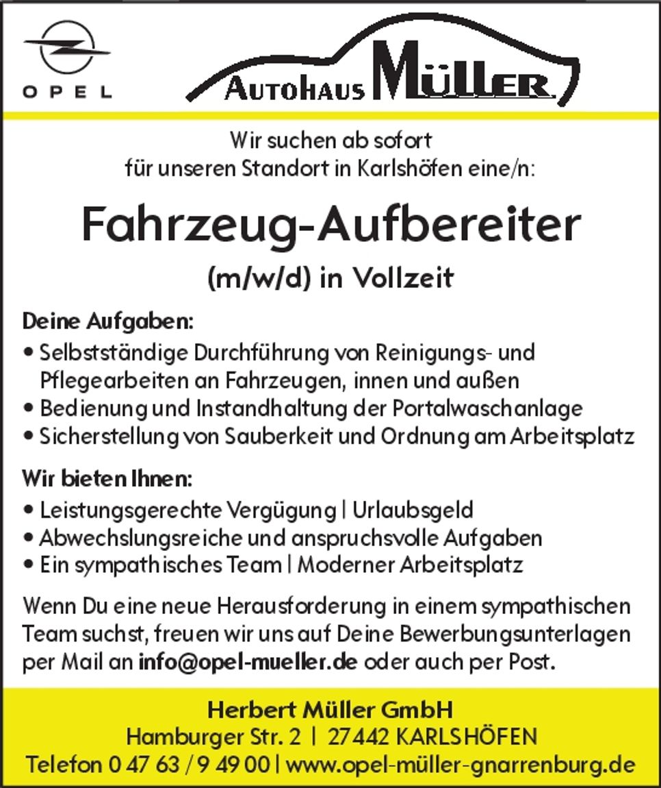 Fahrzeugaufbereiter m/w/d