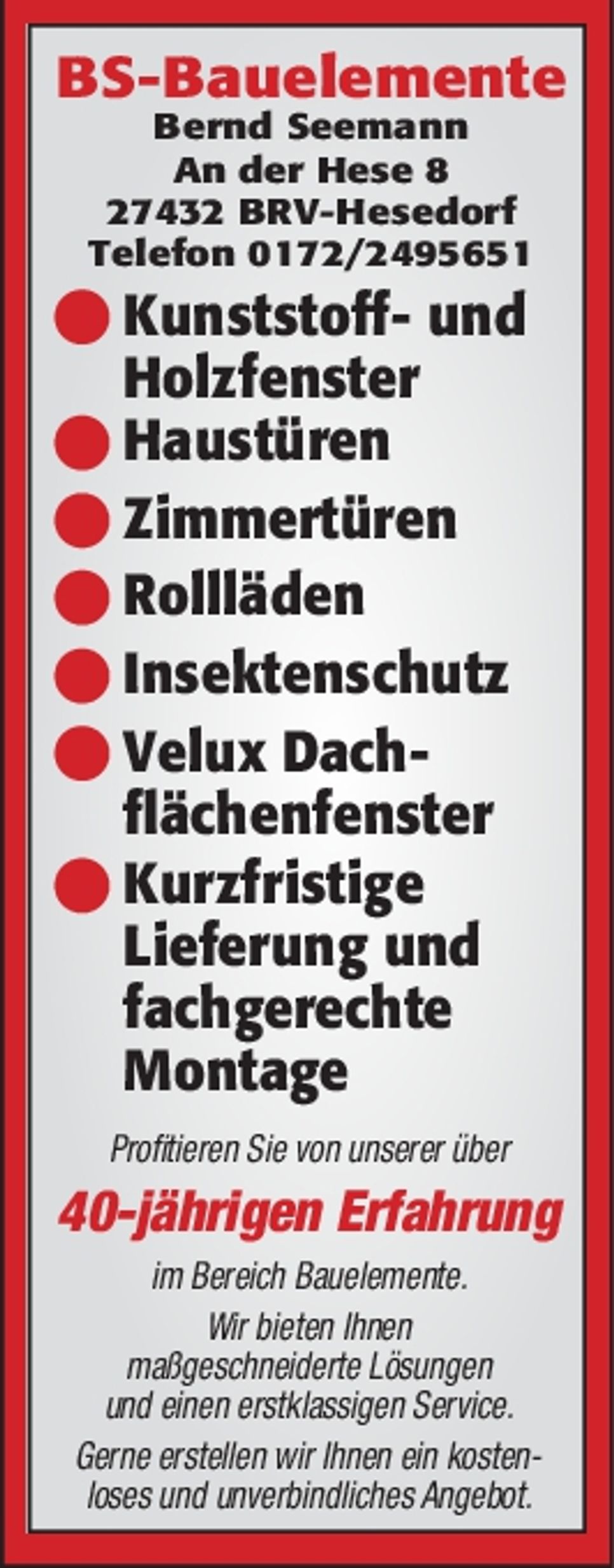 Wir liefern und montieren