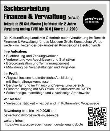 Sachbearbeiter Finanzen gesucht