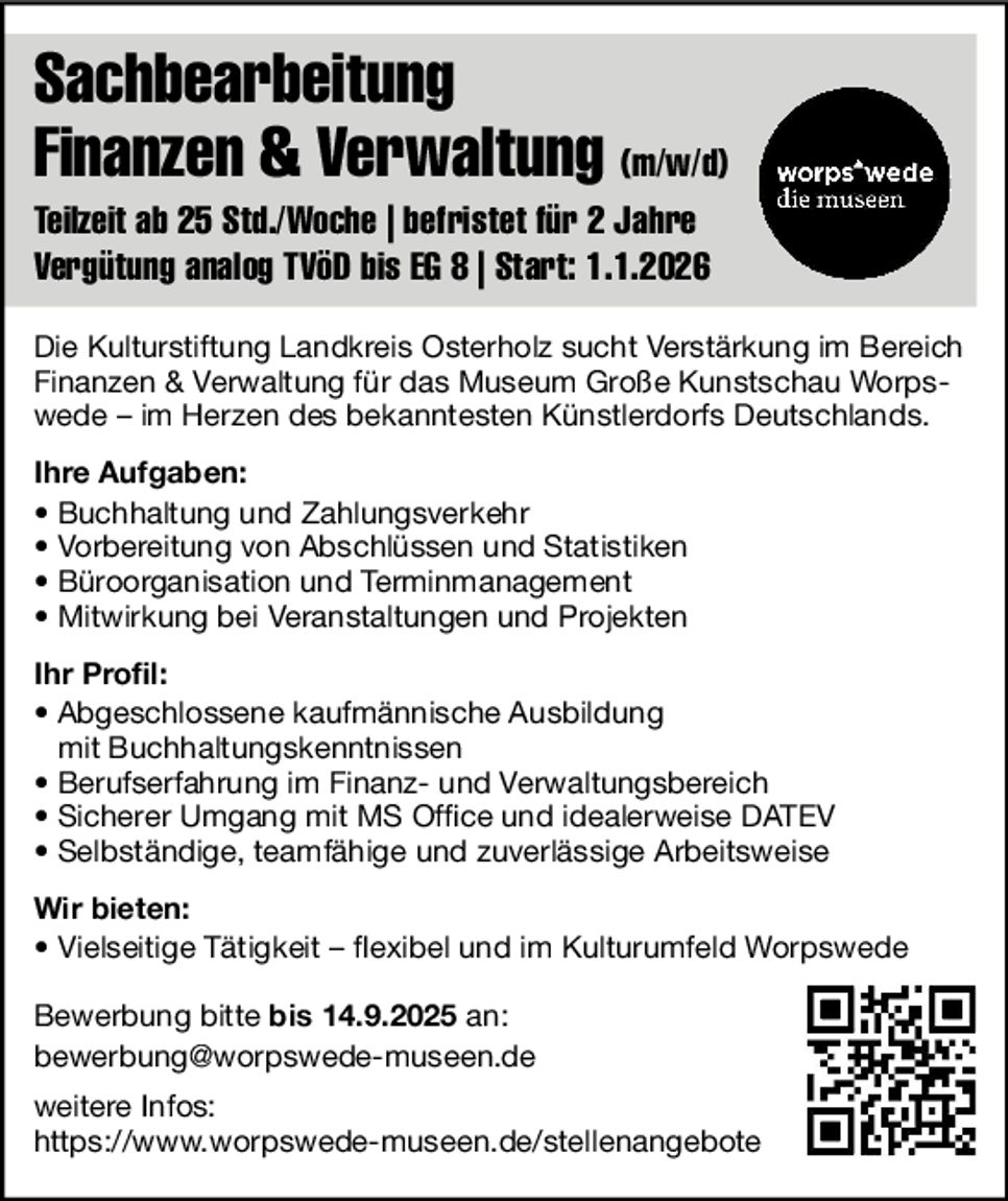 Sachbearbeiter Finanzen gesucht
