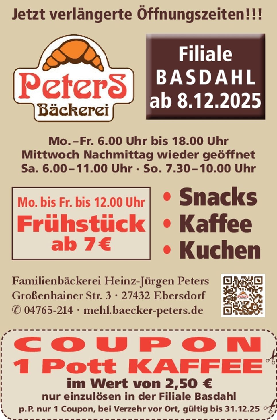 Basdahl - längere Öffnungszeiten Coupon