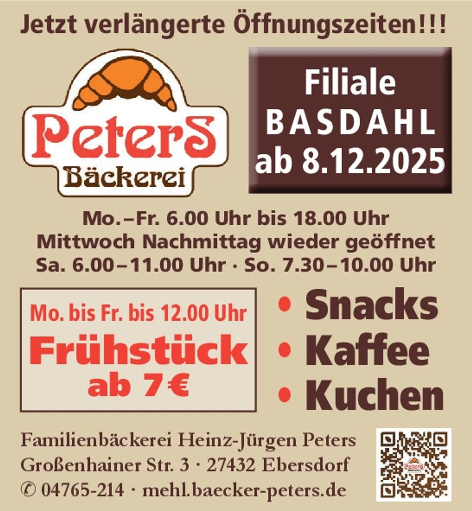 Basdahl - längere Öffnungszeiten