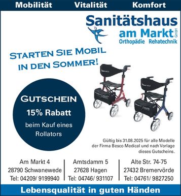 15% Gutschein auf Rollatoren