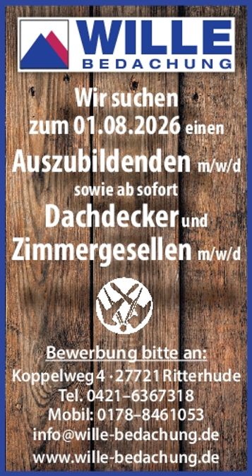 Dachdecker o. Zimmermann gesucht