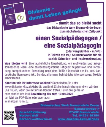Stellenanzeige Schuldenberatung