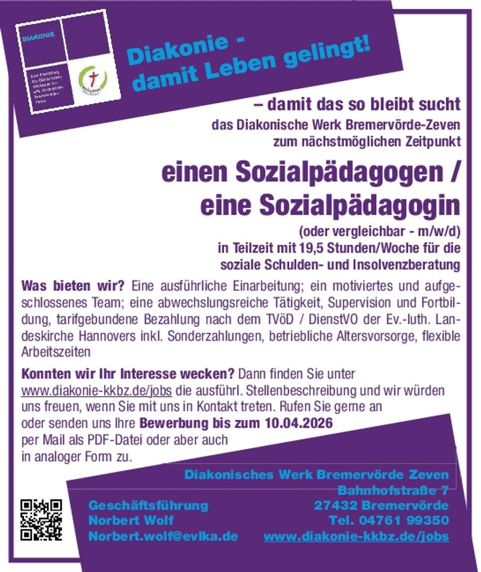 Stellenanzeige Schuldenberatung
