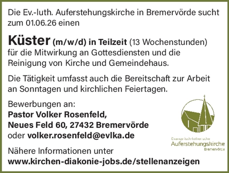 Küster - Stellenanzeige 