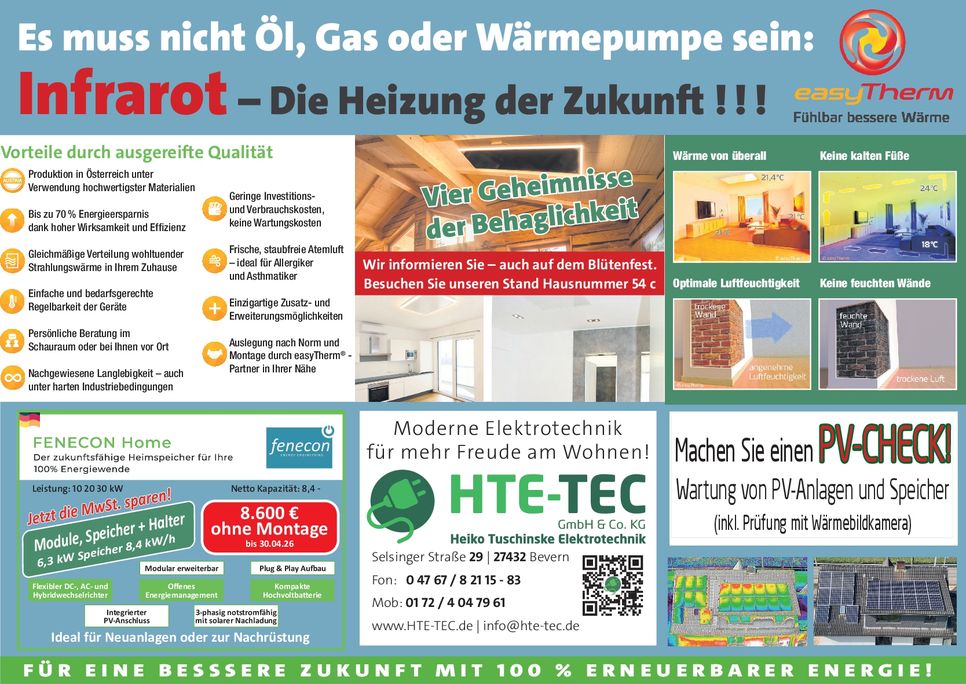 Infrarot Heizung / Angebot PV Anlage
