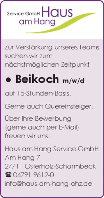 Stellenangebot Beikoch