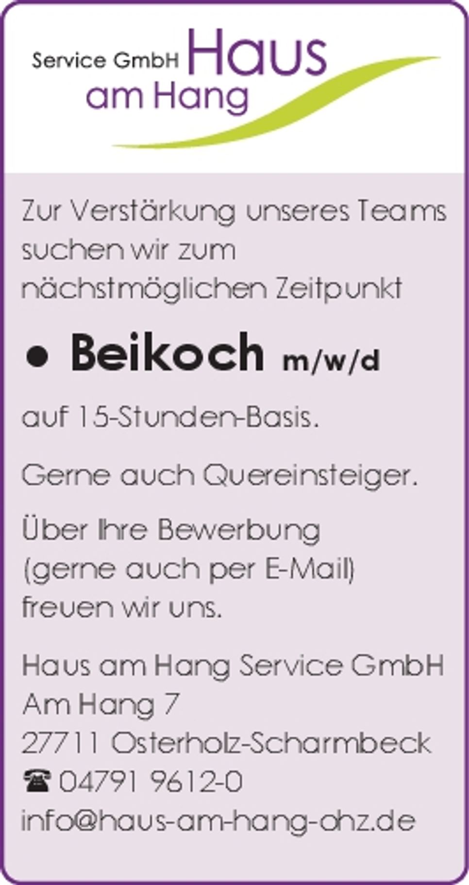 Stellenangebot Beikoch