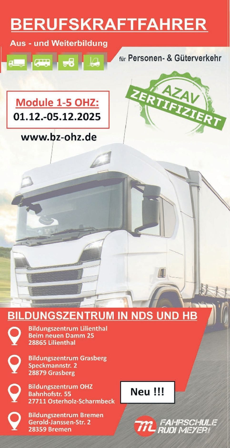 Berufskraftfahrer Aus- und Weiterbildung