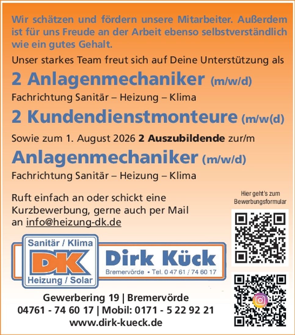 Azubi + Anlagenmechaniker gesucht....