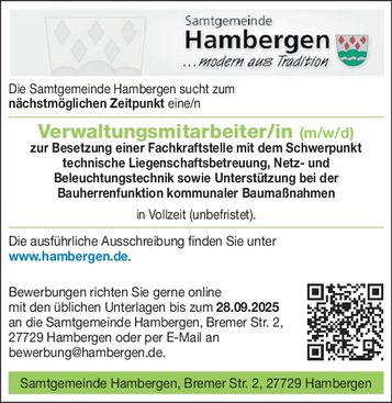 Verwaltungsmitarbeiter/in