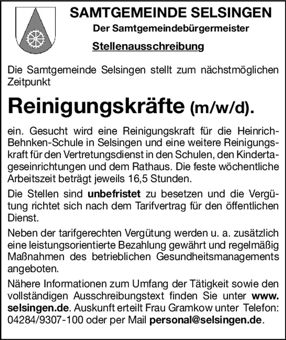 Reinigungskräfte (m/w/d)